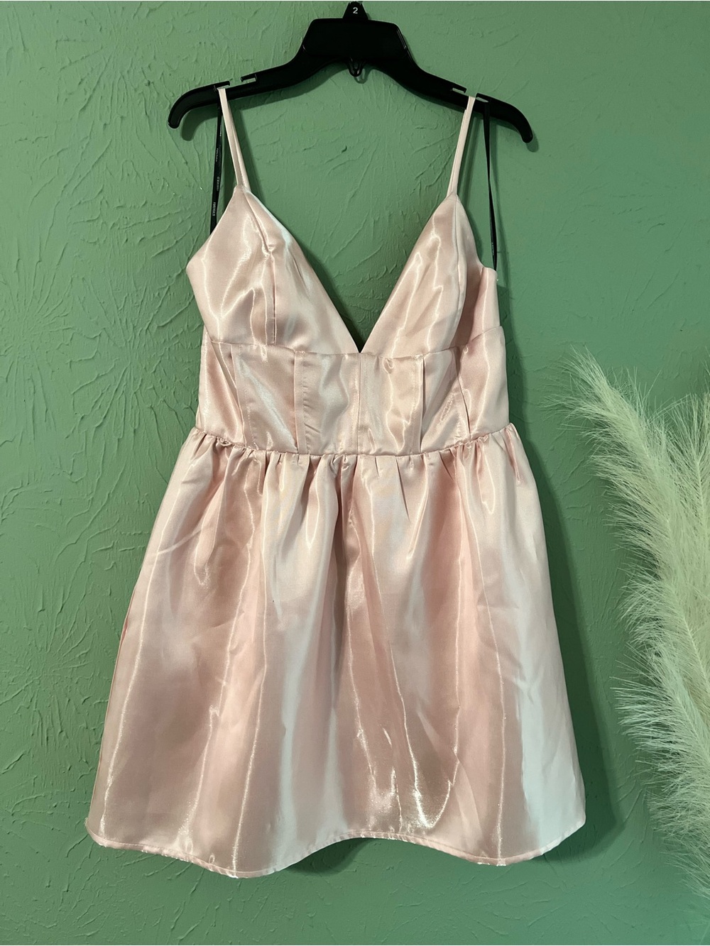 Forever 21 Shiny Blush Pink Satin V-Neck Chemise